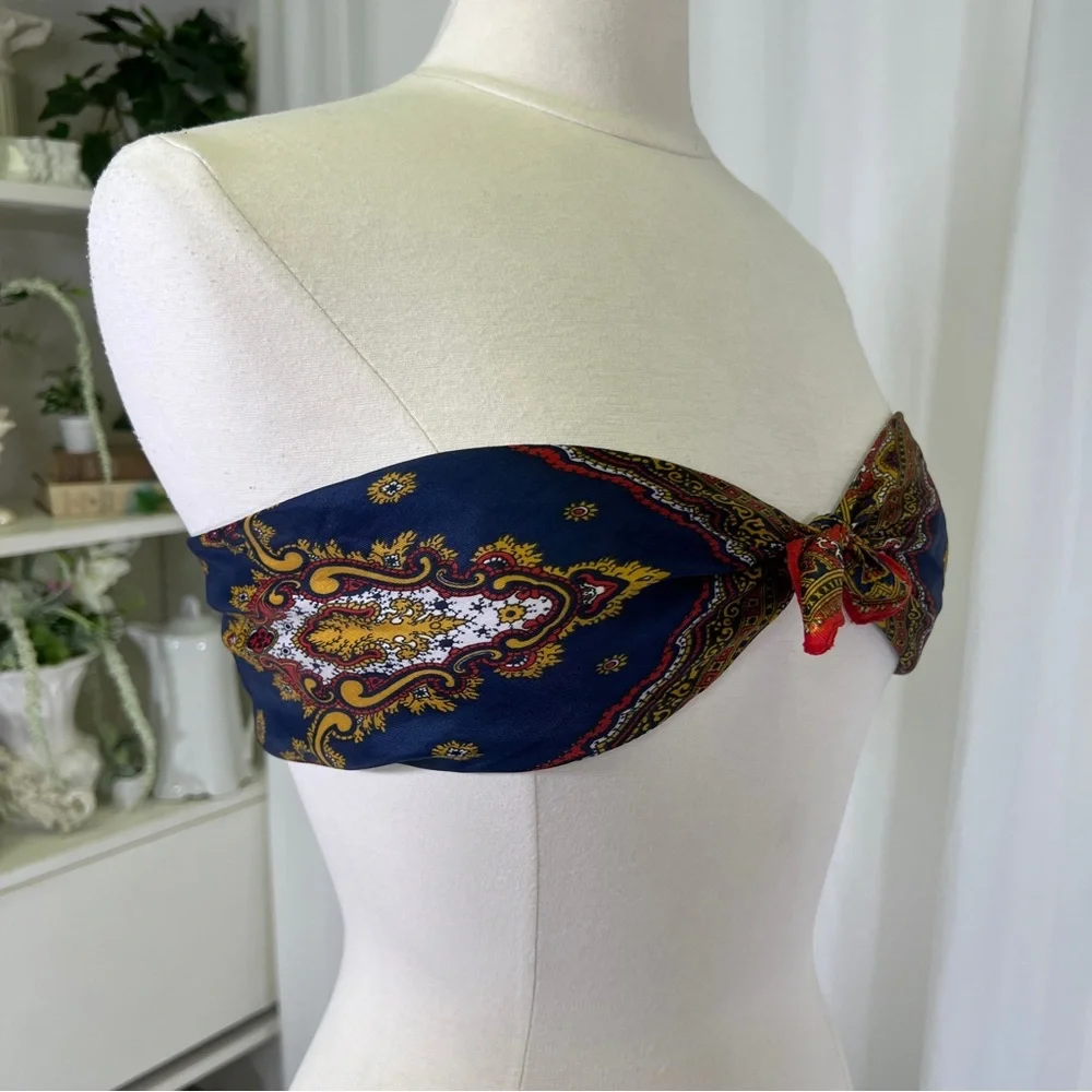 Vintage 90s Classic Tapestry Paisley Style Scarf Top - Picture 5 of 10